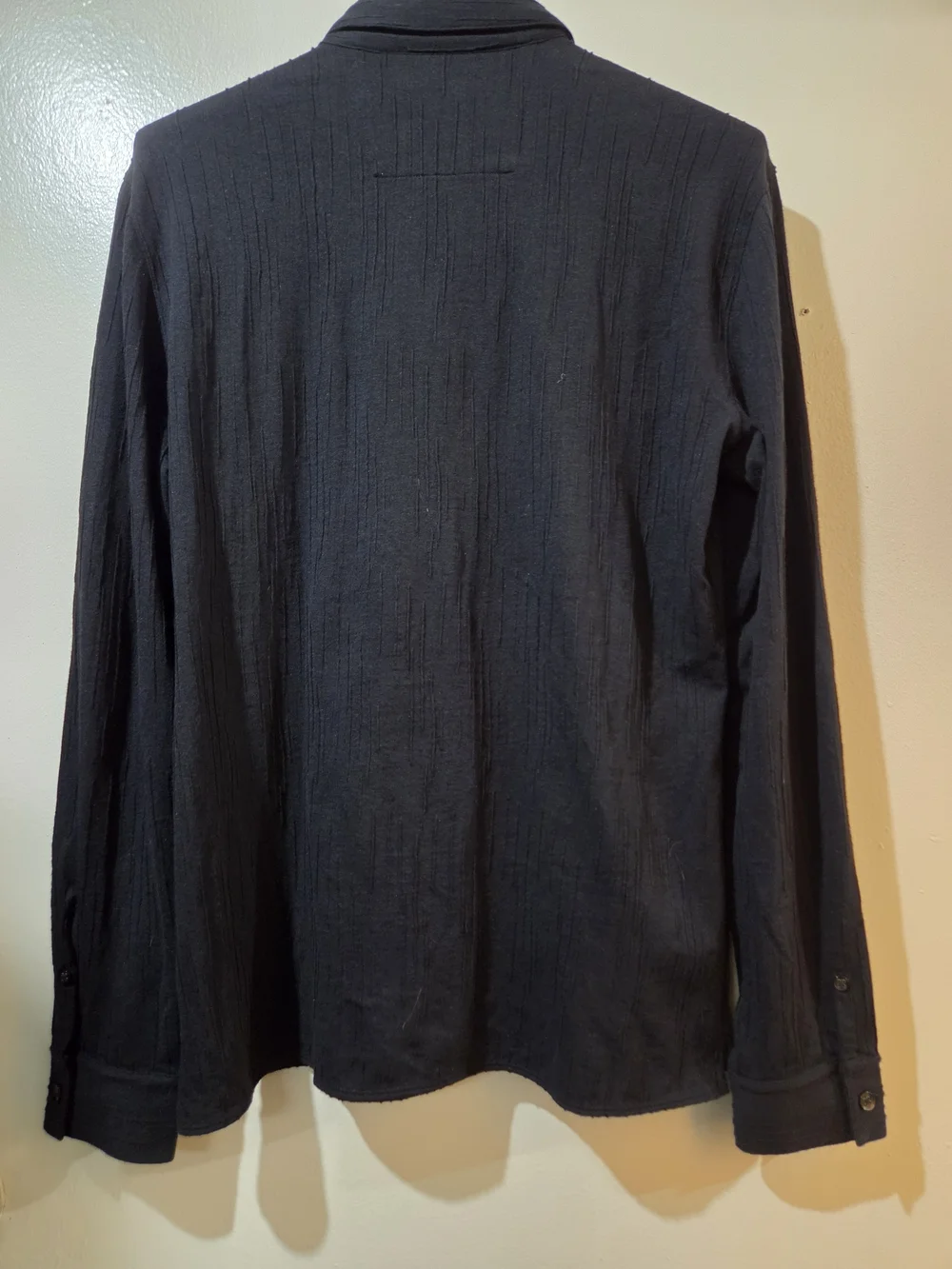 John Varvatos Luxe Black Knit Button-Up Shirt - M - Picture 3 of 3